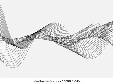 Abstract wave line for equalizer. Background curve digital frequency. Graphic radio pulse for poste, banner, print. Modern curved sound wave. Creative audio track for business technology.