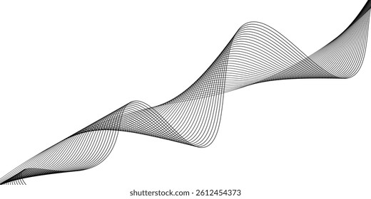 Abstract wave line for equalizer. Background curve digital frequency. Graphic radio pulse for poste, banner, print. Modern curved sound wave. Creative audio track for business technology.