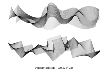 Abstrakte Wellenlinie für Equalizer. Digitale Frequenzkurve, Hintergrund. Moderne geschwungene Schallwellen. Kreative Audiospur für Business-Technologie. Grafischer Radioimpuls für Poster, Banner, Druck.