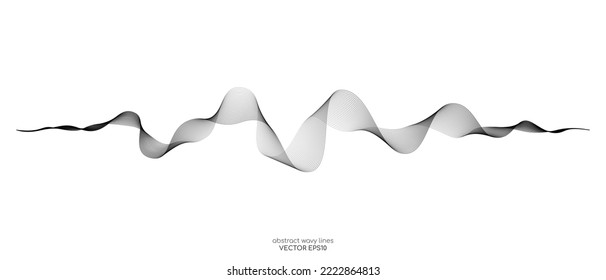 Abstract wave line flowing isolated on white background for vector design element in concept of sound, music, technology, science