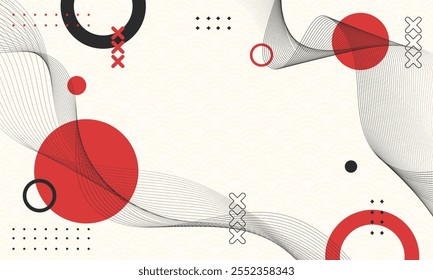 Fondo geométrico de línea de onda Abstractas para el cartel de diseño de estilo japonés o decoración de Anuncio