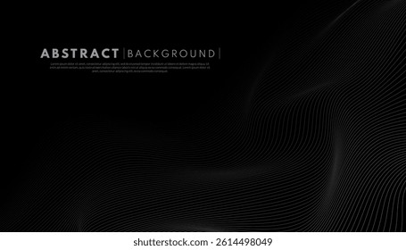 Abstract wave line isolated on black background. Modern flowing wavy lines.