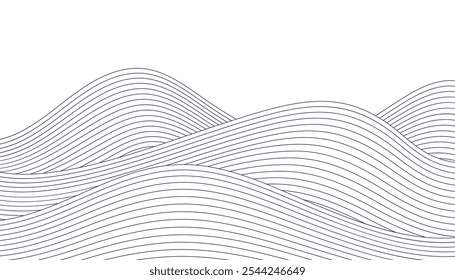 Fondo Abstractas de la línea de la onda. Patrón japonés de la línea de la onda. Arte del mar del océano. Fondo de la raya de la onda. Modelo inconsútil de la línea ondulada negra