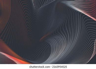 Abstract wave line. Modern digital dynamic relief for banner, poster, cover. Spiral motion musical vibration. Vector 3d illustration.