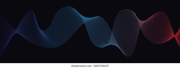 Abstract wave line on blue gradient background. simple background gradient with abstract line. Abstract technology backgrounds by wave lines background. Curve modern pattern