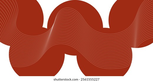 Abstract wave line on red. lines that follow the shape of the background