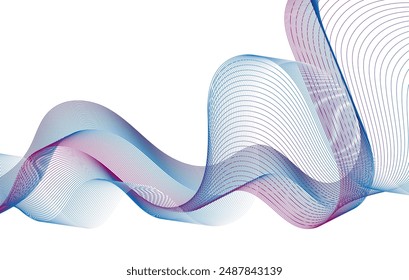 Abstract wave line on white background. Digital frequency equalizer. digital Stylized line art background. Vector