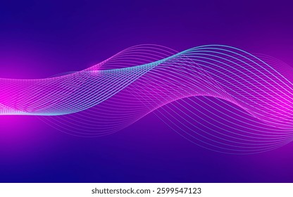 Abstract Wave, Line Particle Technology Background.Blue and pink gradations .Trendy.Bright light,abstract background.Vector illustration