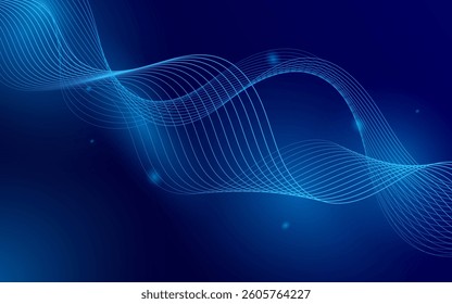 Abstract Wave, Line Particle Technology Background.Dark blue and bright blue,Trendy.abstract background.Vector illustration