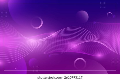 Abstract Wave, Line Particle Technology Background.Trendy.abstract background.purple and dark blue gradations.Premium.Colorful.Vector illustration.
