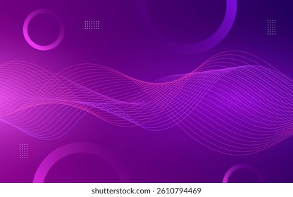Abstract Wave, Line Particle Technology Background.Trendy.abstract background.Purple and dark purple.line wave shape pattern.Vector illustration.
