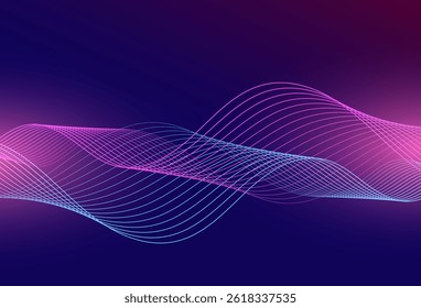 Onda Abstractas, fondo de Tecnología de partículas de línea. Fondo Trendy.abstract. Concepto oscuro.  Línea Rosa y azul colorido. Ilustración vectorial