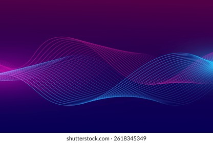 Abstract Wave, Line Particle Technology Background.Trendy.abstract background.Pink and blue gradations,premium.Vector illustration	