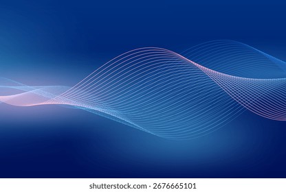 Onda abstrata, fundo da tecnologia de partículas de linha.Gradações rosa e azul.Trendy.fundo abstrato.ilustração vetor