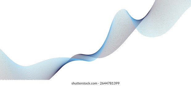 Abstract wave line pattern halftone blue and black gradient isolated on white background. Vector template in motion for invitation, flyer, cover, business banner, prestigious voucher, ads.