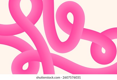 Abstract wave line pattern. Pink gradient ribbon flowing in wavy geometric shapes,. Breast cancer awareness month banner, flyer, social media design

