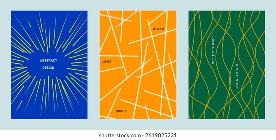 Abstract wave line poster background. Set cover card with geometric shapes. Modern gradient texture. Banner, cover, wallpaper pattern - vector