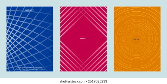 Abstract wave line poster background. Set cover card with geometric shapes. Modern gradient texture. Banner, cover, wallpaper pattern - vector