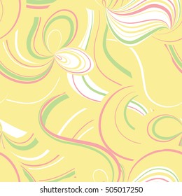 Abstract wave line seamless pattern. Grid swirl wavy background ornamental chaotic texture. Geometric floral wallpaper