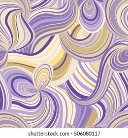 Abstract wave line seamless pattern. Grid swirl wavy background. Ornamental chaotic flow motion texture. Geometric floral doodle wallpaper