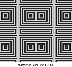 Resumen de rayas de onda, fondo ondulado de rayas de arte óptico negro y rayas blancas, líneas geométricas sin soldadura patrón rayas blancas y negras.Efecto zigzag de ilusión óptica. Baldosa geométrica en op art.