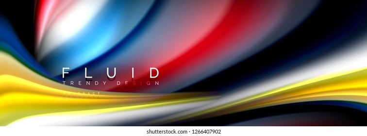 Abstract wave line water 3d background. Wave liquid shape. Splash ink paint mixing on black, vector illustration