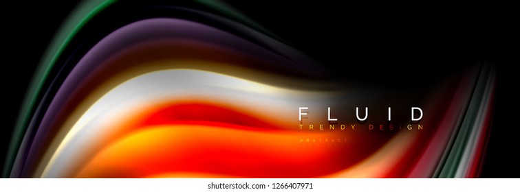 Abstrato onda linha água 3d fundo. Forma de líquido ondulado. Tinta de abertura misturando em preto, ilustração vetorial