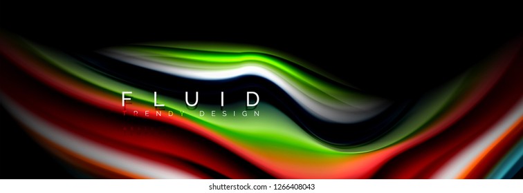 Resumen de la línea de olas de agua 3d fondo. Forma líquida ondulada. Mezcla de pintura con tinta de salpicadura en la ilustración negra vectorial