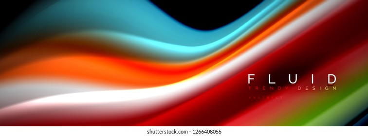 Resumen de la línea de olas de agua 3d fondo. Forma líquida ondulada. Mezcla de pintura con tinta de salpicadura en la ilustración negra vectorial