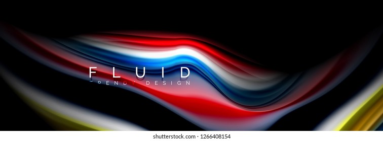 Resumen de la línea de olas de agua 3d fondo. Forma líquida ondulada. Mezcla de pintura con tinta de salpicadura en la ilustración negra vectorial