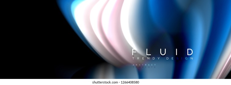 Abstract wave line water 3d background. Wave liquid shape. Splash ink paint mixing on black, vector illustration