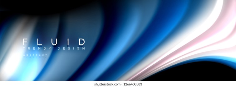 Resumen de la línea de olas de agua 3d fondo. Forma líquida ondulada. Mezcla de pintura con tinta de salpicadura en la ilustración negra vectorial