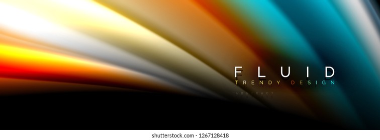 Abstract wave line water 3d background. Wave liquid shape. Splash ink paint mixing on black, vector illustration