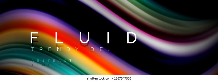 Resumen de la línea de olas de agua 3d fondo. Forma líquida ondulada. Mezcla de pintura con tinta de salpicadura en la ilustración negra vectorial