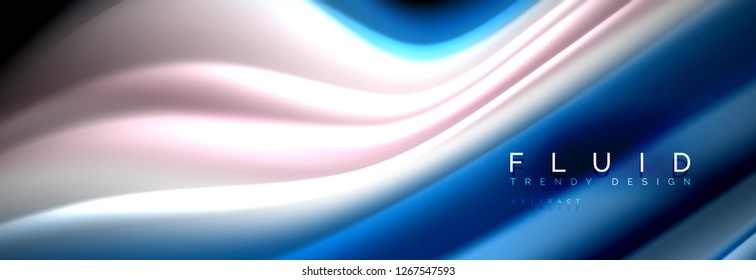 Abstract wave line water 3d background. Wave liquid shape. Splash ink paint mixing on black, vector illustration
