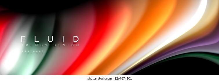 Abstract wave line water 3d background. Wave liquid shape. Splash ink paint mixing on black, vector illustration