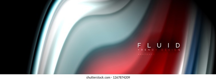 Abstract wave line water 3d background. Wave liquid shape. Splash ink paint mixing on black, vector illustration