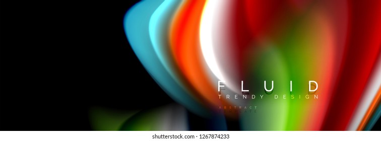 Abstract wave line water 3d background. Wave liquid shape. Splash ink paint mixing on black, vector illustration