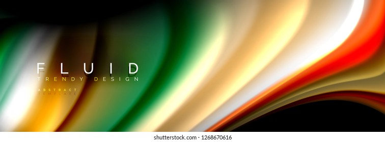Abstract wave line water 3d background. Wave liquid shape. Splash ink paint mixing on black, vector illustration