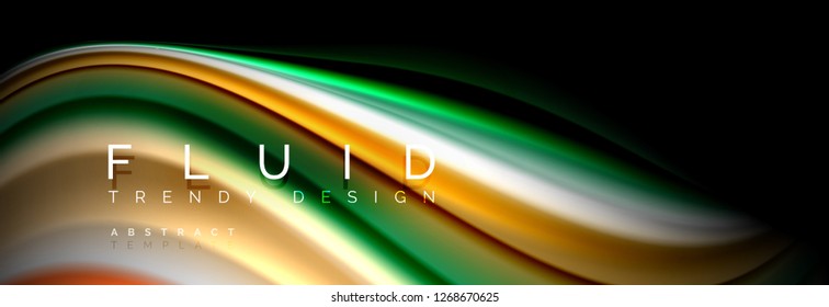 Abstract wave line water 3d background. Wave liquid shape. Splash ink paint mixing on black, vector illustration