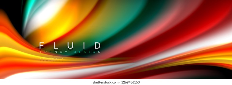 Abstract wave line water 3d background. Wave liquid shape. Splash ink paint mixing on black, vector illustration