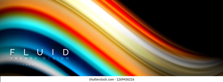 Abstract wave line water 3d background. Wave liquid shape. Splash ink paint mixing on black, vector illustration