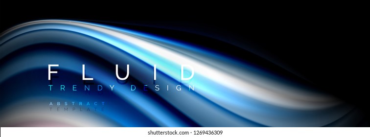 Abstract wave line water 3d background. Wave liquid shape. Splash ink paint mixing on black, vector illustration