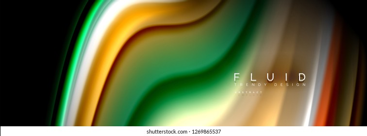 Abstract wave line water 3d background. Wave liquid shape. Splash ink paint mixing on black, vector illustration