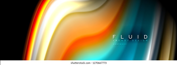 Abstract wave line water 3d background. Wave liquid shape. Splash ink paint mixing on black, vector illustration