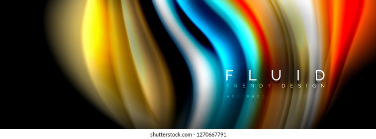Abstract wave line water 3d background. Wave liquid shape. Splash ink paint mixing on black, vector illustration