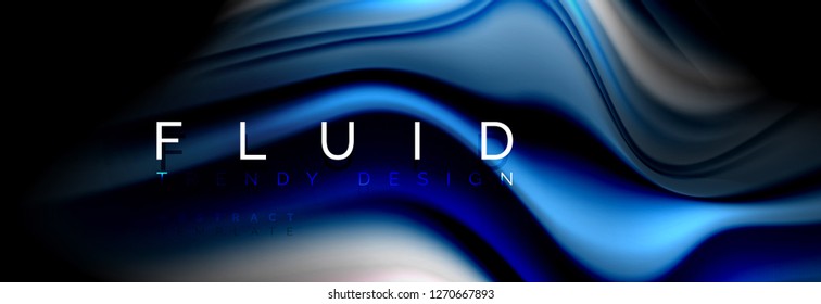 Abstract wave line water 3d background. Wave liquid shape. Splash ink paint mixing on black, vector illustration