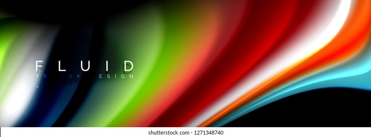 Resumen de la línea de olas de agua 3d fondo. Forma líquida ondulada. Mezcla de pintura con tinta de salpicadura en la ilustración negra vectorial