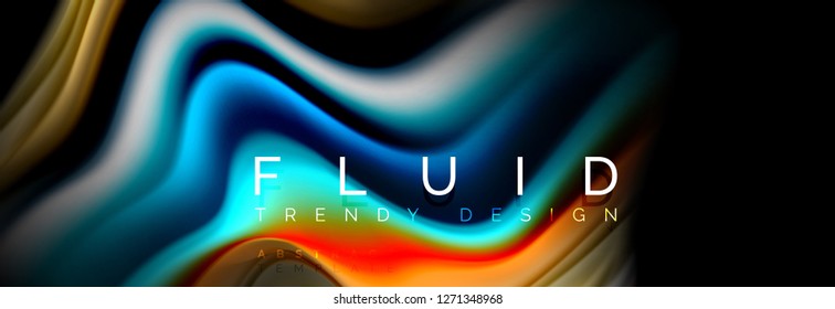 Abstract wave line water 3d background. Wave liquid shape. Splash ink paint mixing on black, vector illustration