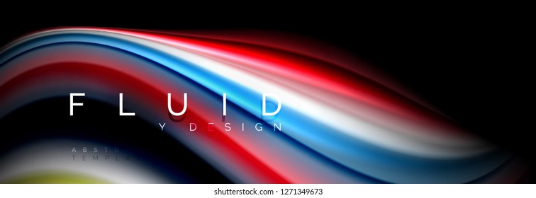 Resumen de la línea de olas de agua 3d fondo. Forma líquida ondulada. Mezcla de pintura con tinta de salpicadura en la ilustración negra vectorial